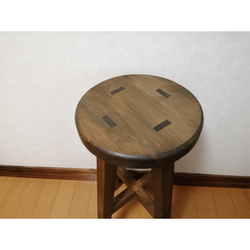 【ほぞ組】木製スツール　座面幅30cm×高さ58cm　丸椅子　stool 　猫犬 5枚目の画像