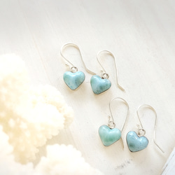 ❁Sweet mermaid heart earrings All silver925❁超可愛いプチハートラリマー 4枚目の画像
