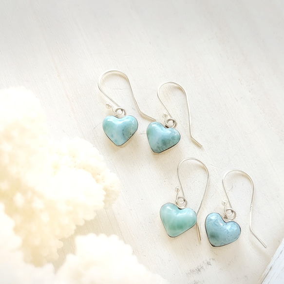 ❁Sweet mermaid heart earrings All silver925❁超可愛いプチハートラリマー 4枚目の画像