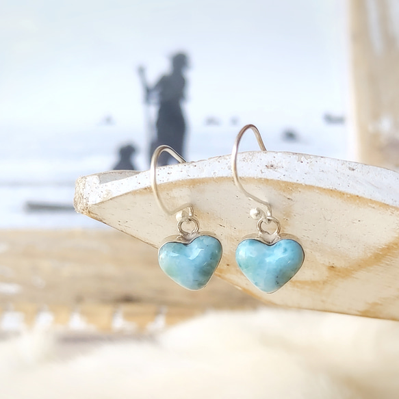 ❁Sweet mermaid heart earrings All silver925❁超可愛いプチハートラリマー 1枚目の画像