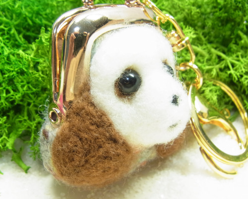 キーホルダー バックチャーム ミニ がま口 羊毛フェルト ビーグル犬