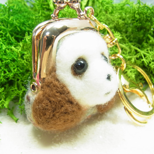 キーホルダー バックチャーム ミニ がま口 羊毛フェルト ビーグル犬 