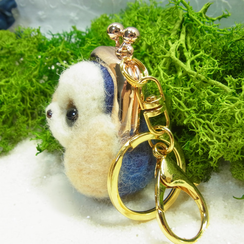 デニムリメイク羊毛フェルトキーホルダー シーズー デニムリメイク羊毛