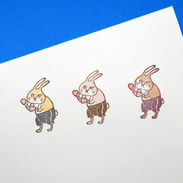 【受注生産】ボクシングするウサギ・消しゴムはんこ 3枚目の画像
