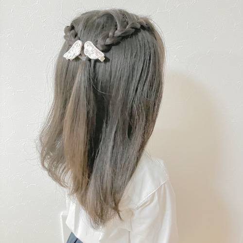 ⓝⓔⓦ【リボン付き天使の羽】ベビーヘアクリップ　キッズヘアクリップ　ヘアゴム ⓝⓔⓦ【リボン付き天使の羽】ベビーヘアクリップ キッズヘア