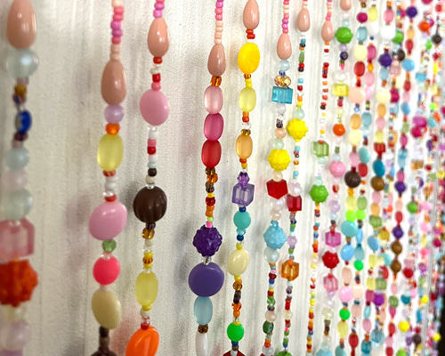 【ハンドメイド・未使用品】洋ナシのビーズアート ウォールデコ　ビーズのれん 90a9dc7f4cafab4d0c77090b937ed3