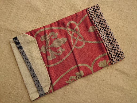 オーバーショット手織りのブックカバー 4枚目の画像