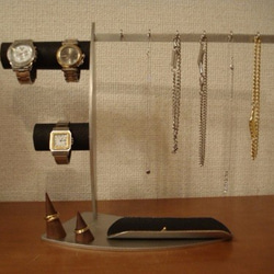 腕時計スタンド　ウォッチスタンド　ネックレス7本、腕時計3本、リング2ヶブラックアクセサリースタンド 2枚目の画像