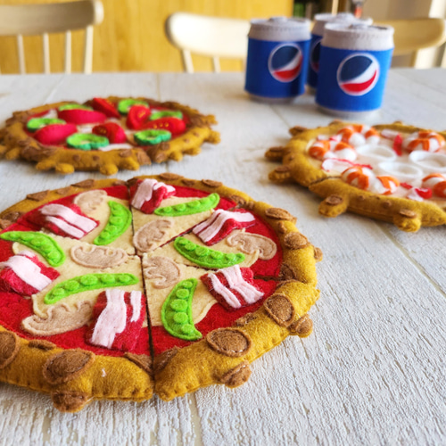 型紙＆レシピ・PDF】フェルトままごと 動物ピザ 繁体中文語