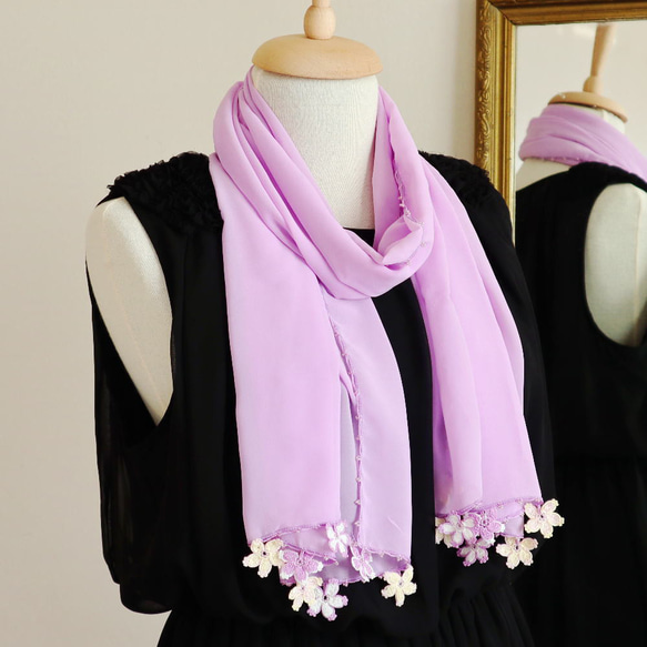 [Resale] OYA chiffon shawl [SAKURA] Lavender 第5張的照片