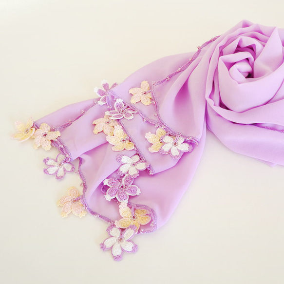 [Resale] OYA chiffon shawl [SAKURA] Lavender 第6張的照片