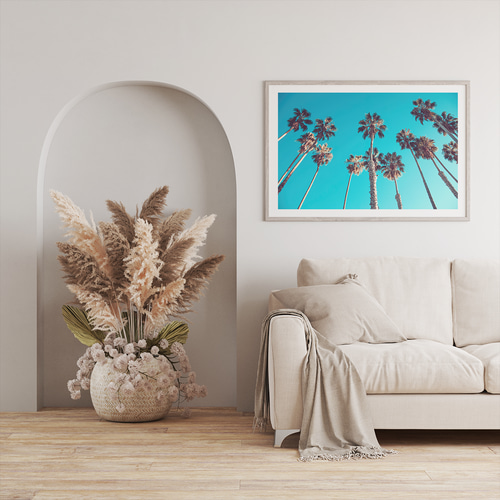 アートポスター カリフォルニア ヤシの木 青空 ビーチリゾート サ