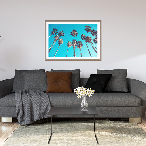 アートポスター カリフォルニア ヤシの木 青空 ビーチリゾート サ