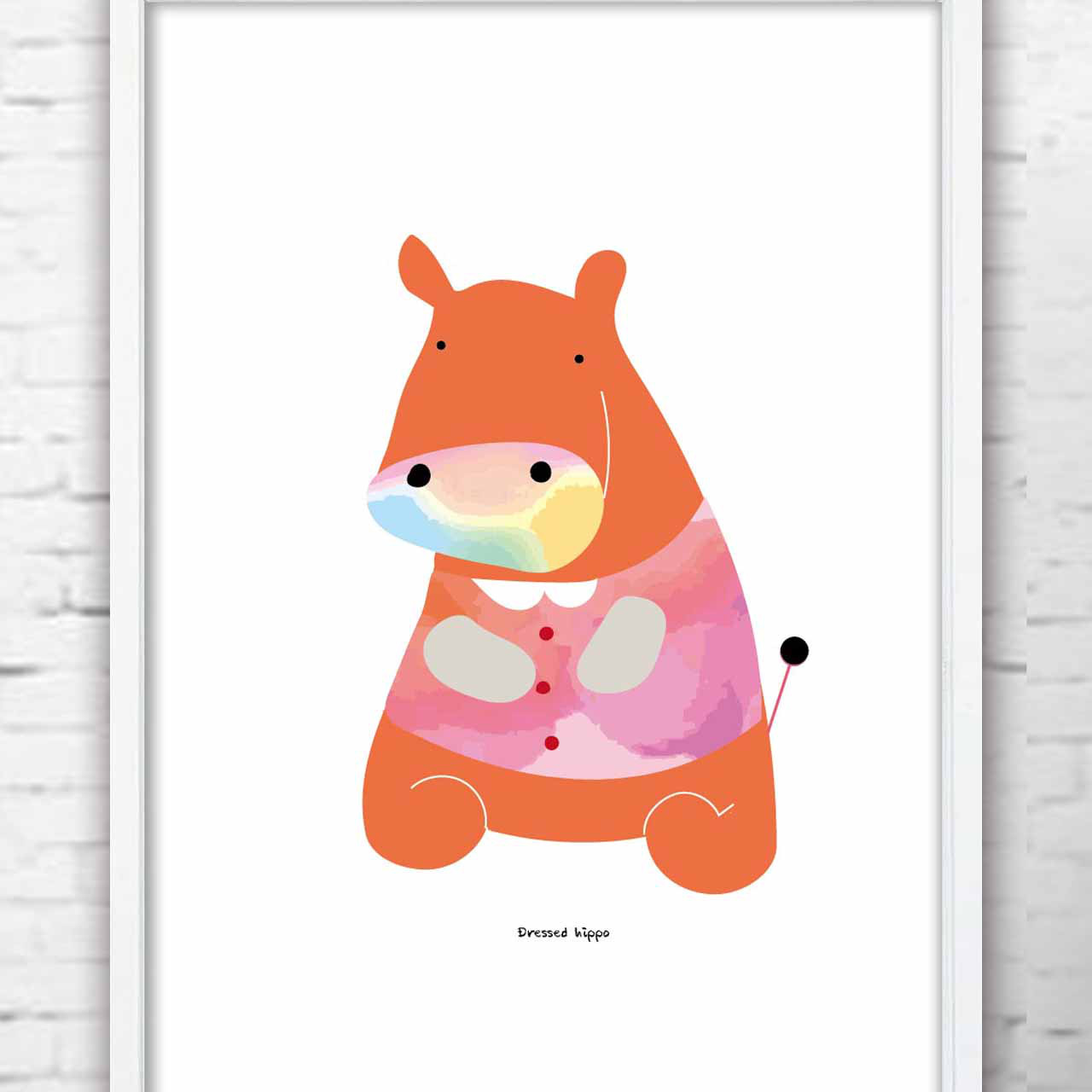 おしゃれなカバ　動物　イラスト　アート  アートポスター　ポスター 　全作品定評品質　912