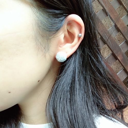 12 ミニ ピアス/イヤリング 【桃色/パステルライトピンク】 ピアス 