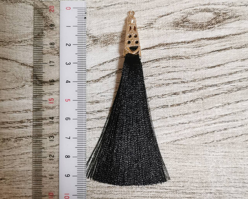 全19色【2個セット】タッセル（ゴールドキャップ付き・9cm）[ブラック 