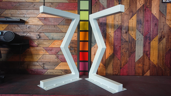 マットホワイトでアイアンな極太鉄脚♪ 50×400×650mm ∑型 2脚ver  