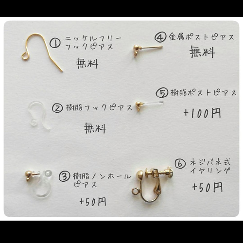 樹脂粘土の梅の花とつぶつぶマザーオブパールのピアス/イヤリング