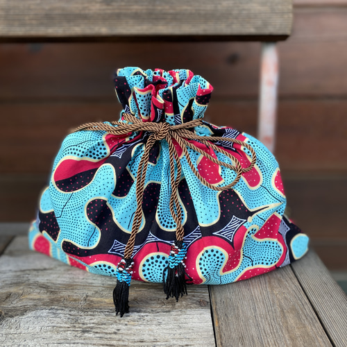 半巾帯✴︎アフリカンバティック アフリカンバティック巾着bag その他ファッション雑貨