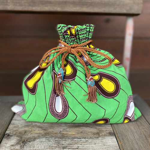 半巾帯✴︎アフリカンバティック アフリカンバティック巾着bag その他ファッション雑貨