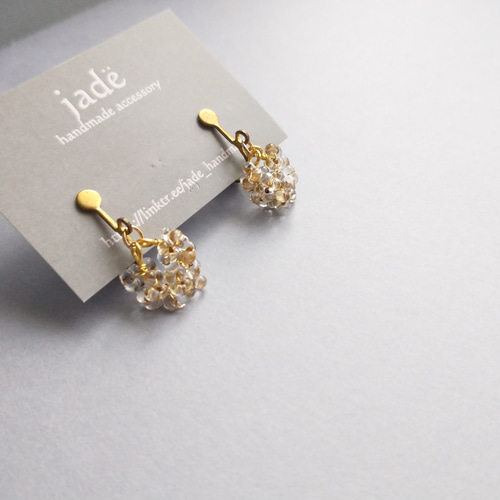 粒粒ビーズのピアス/イヤリング【クリアゴールド】卒業式 入学式