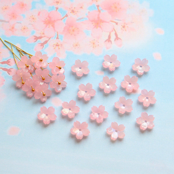 オリジナル新作★桜のパーツ　アセテート　オーロラ×ゼリーピンク 20枚目の画像