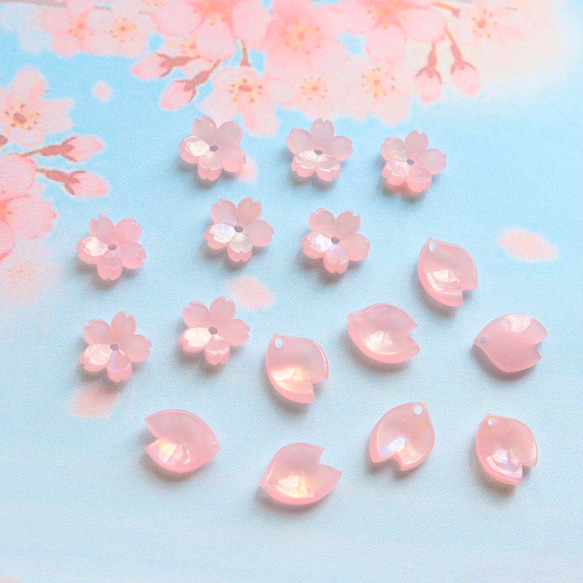 オリジナル新作★桜の花びらパーツ　アセテート　オーロラ×ゼリーピンク 5枚目の画像