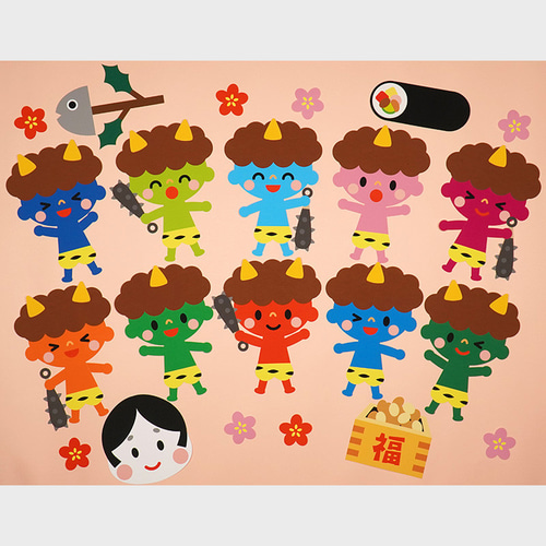 ☆壁面飾り 標準サイズ（サイズ変更可能）「おにおにパラダイス！」 春