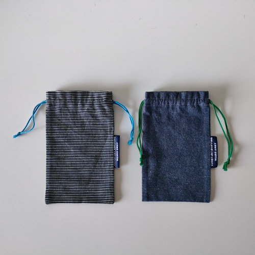 25×15 コップ袋*給食袋 ダンガリーorヒッコリー 巾着袋 給食袋 あま  