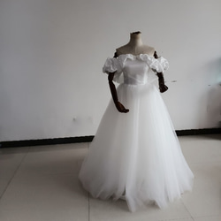 キャミソール サテン チュール 二次会 前撮り ウェディングドレス