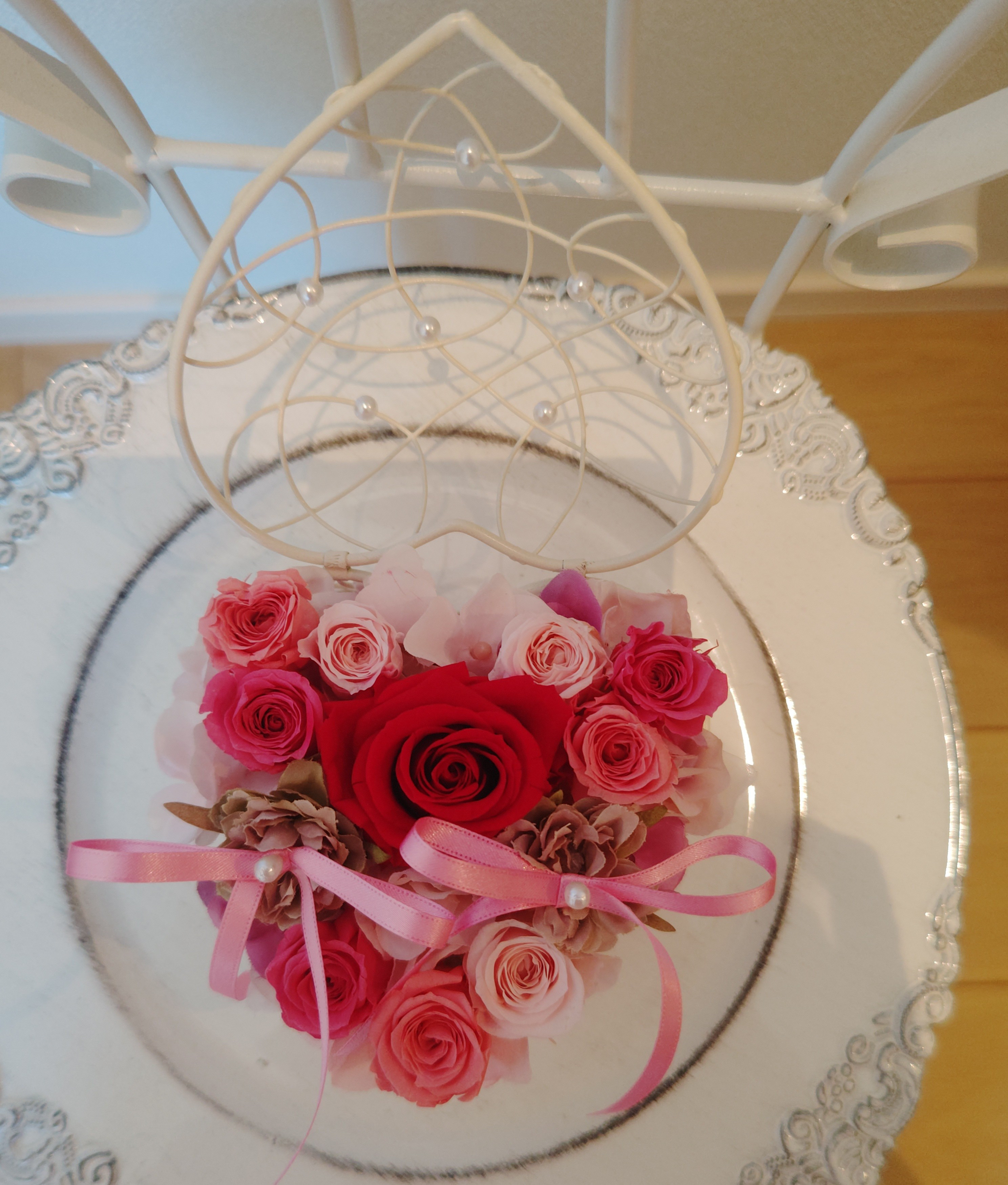 幸せのお花いっぱいハートのリングピロー