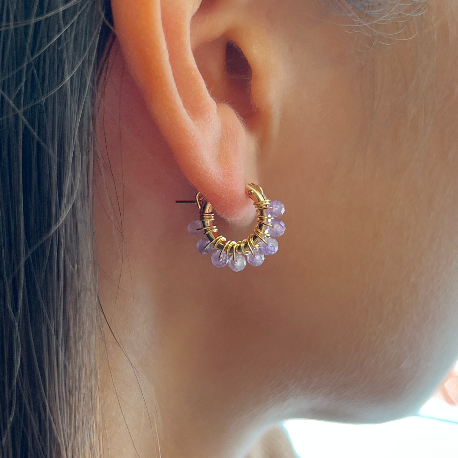 2月誕生石✶アメジスト✴︎フープピアス