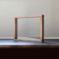 日本扁柏和復古玻璃簡約咖啡廳托盤尺寸 S（方格玻璃） 第1張的照片