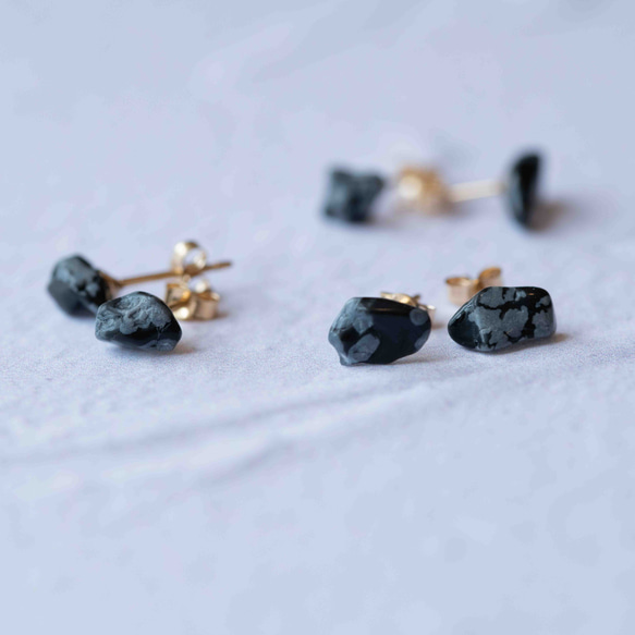 オブシディアン×タイガーアイフープイヤリング