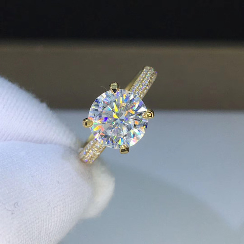 newデザイン】2カラット モアッサナイト ダイヤ リング K18YG 指輪  