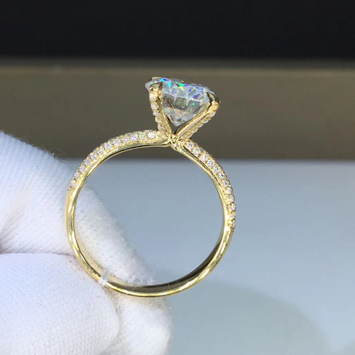 newデザイン】2カラット モアッサナイト ダイヤ リング K18YG 指輪  