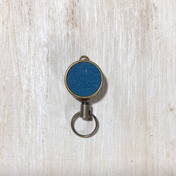捲軸鑰匙扣（皮革色鈷藍，無首字母） 第2張的照片