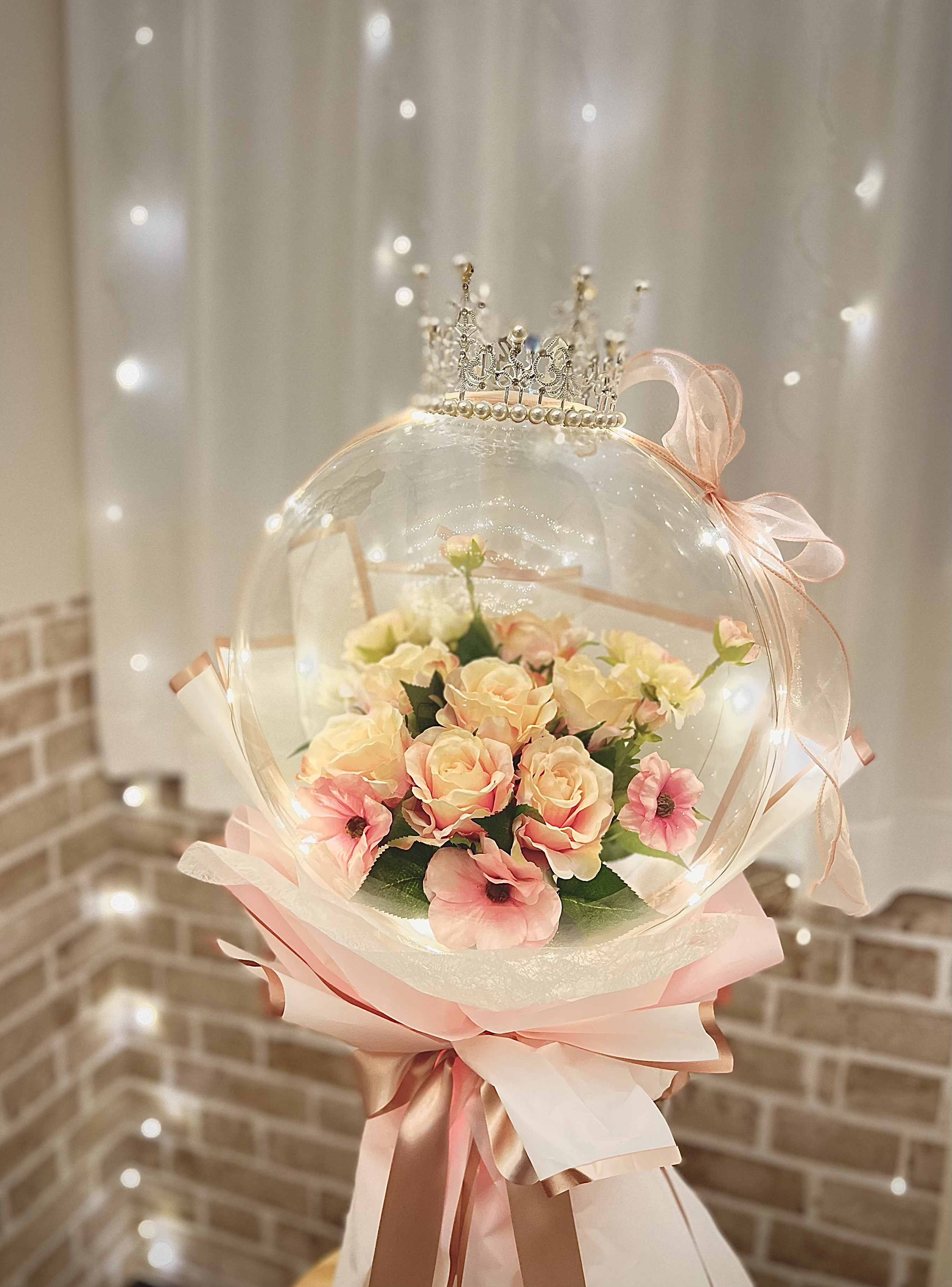 王冠ピンクローズバルーン 【受注製作】 その他オーダーメイド Cain