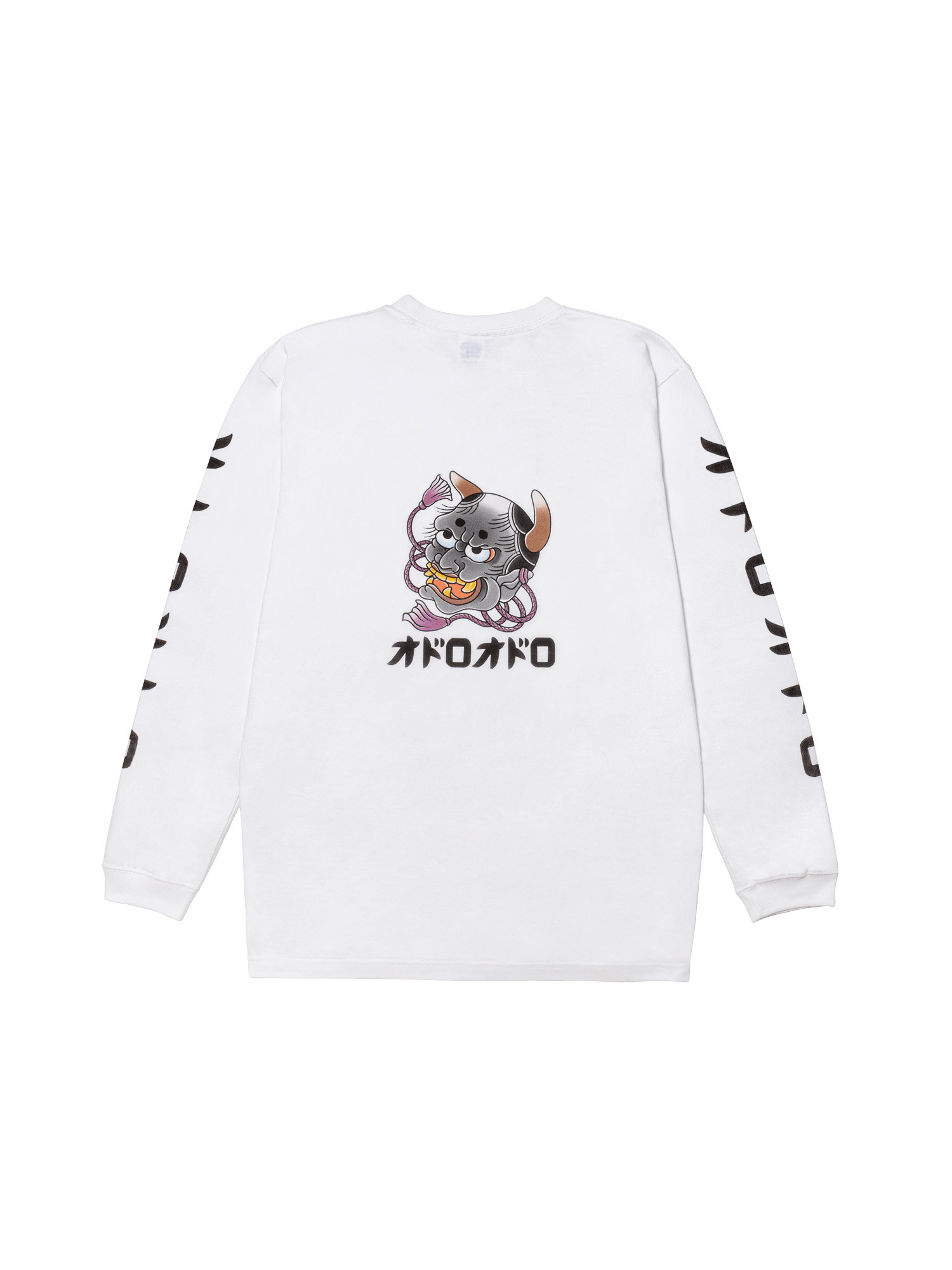 オドロオドロ　【般若　type-B】ロンT  スウェット ビッグシルエット　オーバーサイズ  ホワイト　白