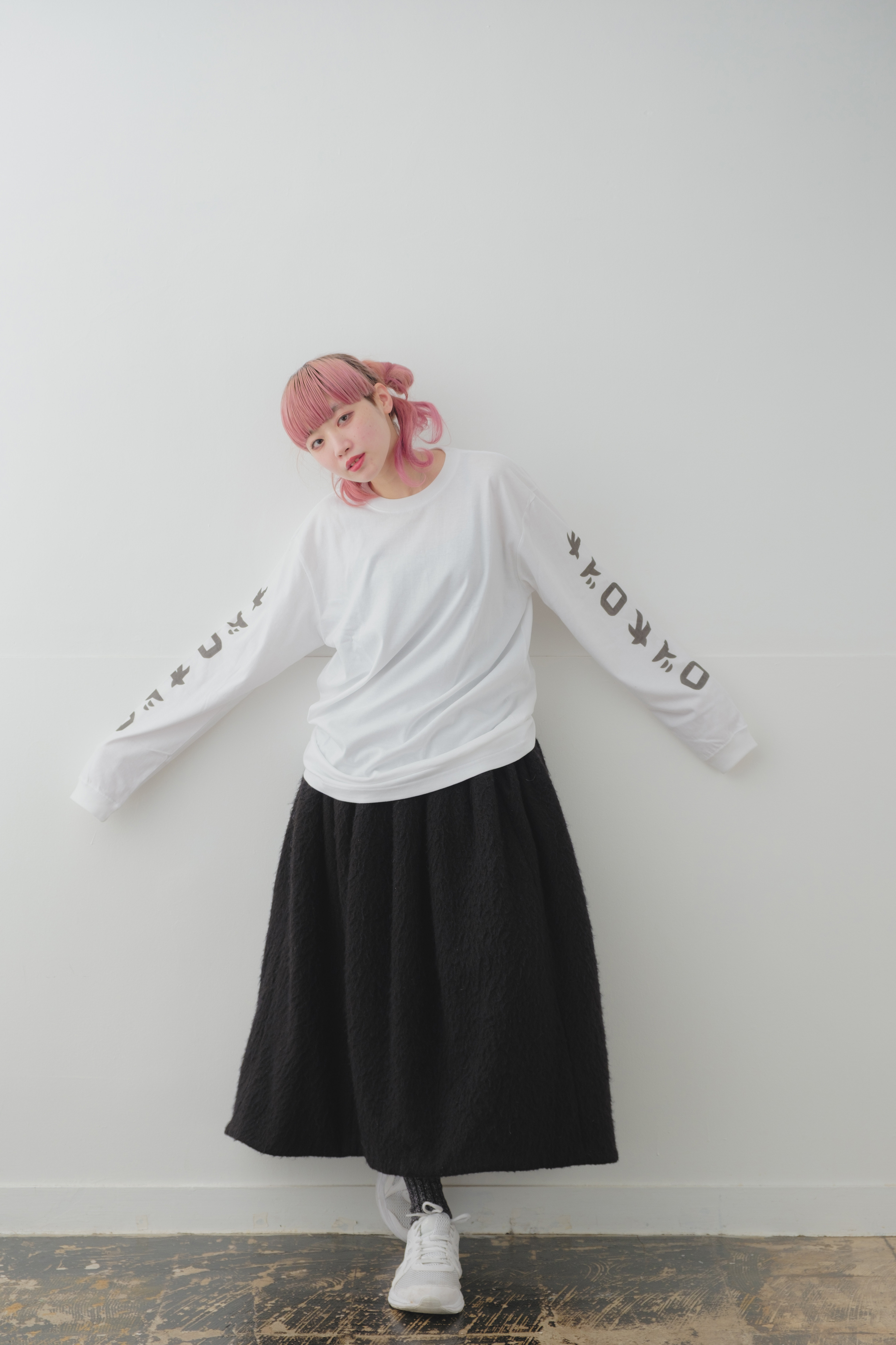 オドロオドロ　【般若　type-B】ロンT  スウェット ビッグシルエット　オーバーサイズ  ホワイト　白