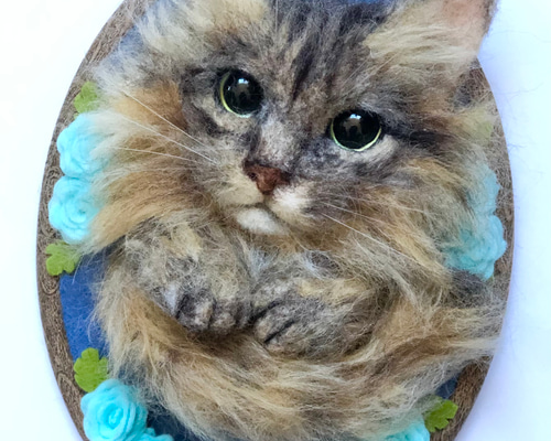 オーダーメイド】羊毛フェルト猫ポートレート《特大タイプ上半身
