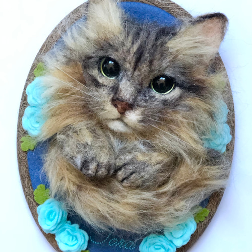 オーダーメイド】羊毛フェルト猫ポートレート《特大タイプ上半身像