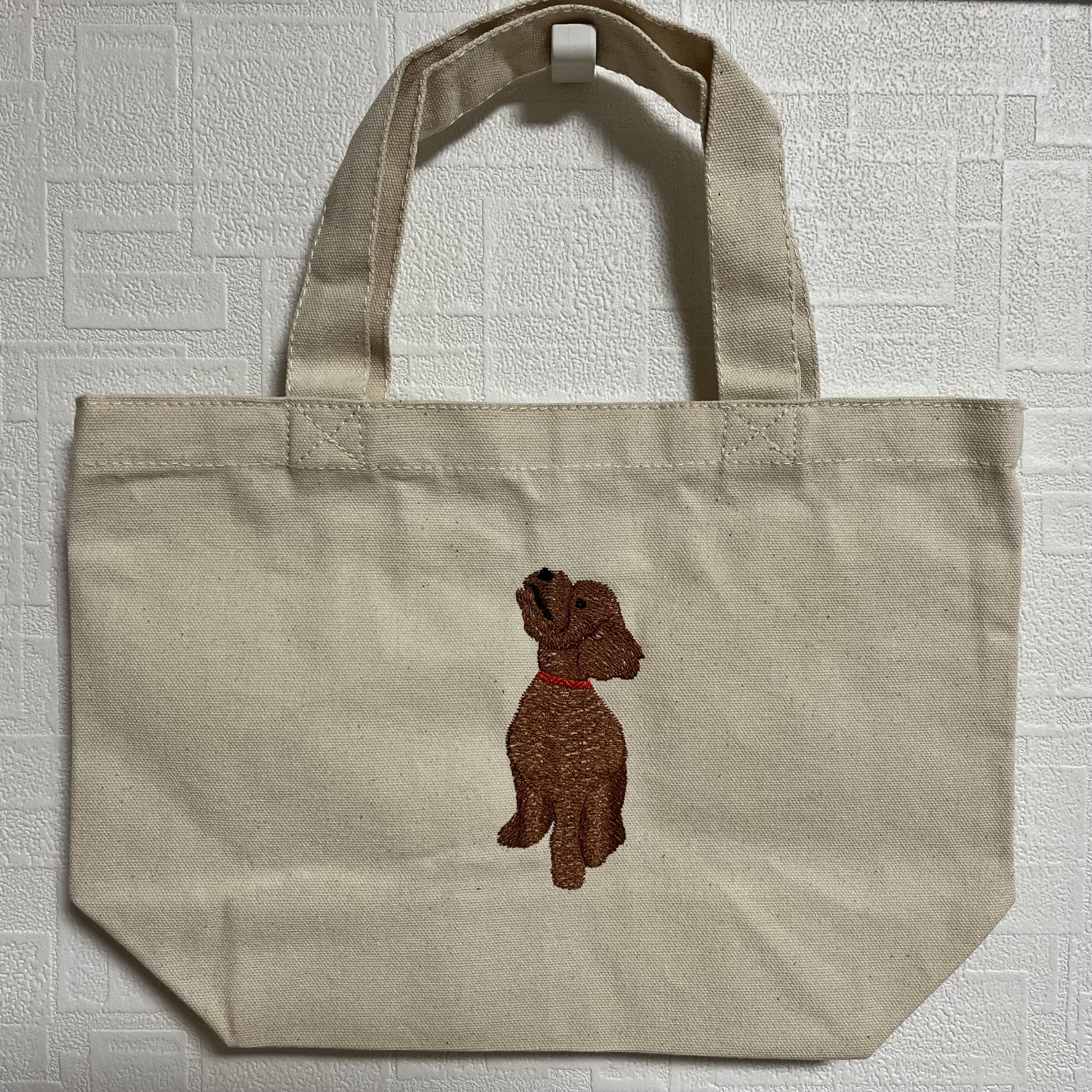トイプードルトートバッグ、トイプードル、刺繍、トートバック