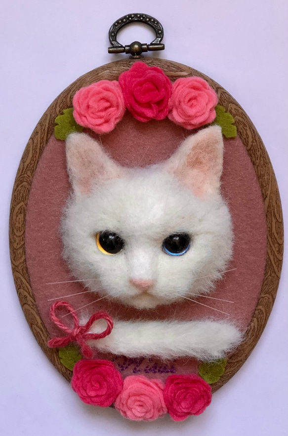 【オーダーメイド】羊毛フェルト猫ポートレート《中顔タイプ (顔＋シッポ)》 4枚目の画像