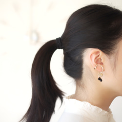 Ear cuff＊précieuses noires＊4way  ヨーロッパ製ファルファーレのイヤーカフ 4枚目の画像