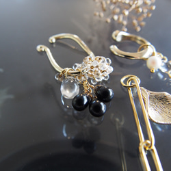 Ear cuff＊précieuses noires＊4way  ヨーロッパ製ファルファーレのイヤーカフ 1枚目の画像