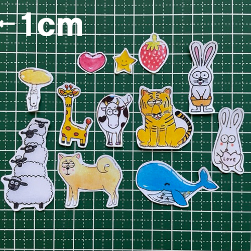 動物 キラキラ かわいい フレークシール 大量 シール・ステッカー