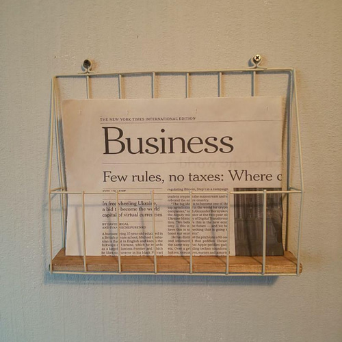 ワイヤーレターラック☆ 壁掛けラック・ウォールシェルフ Pmk工房