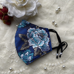 『ライトブルーRose』刺繍レースマスク✩.*˚抗菌加工生地✩.*˚3サイズ 4枚目の画像