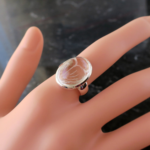 スカラベ クォーツ・水晶 SV925 オープンリング フリーサイズ 虫